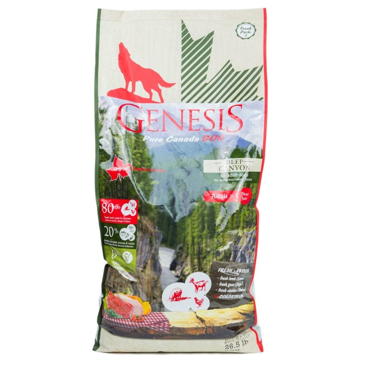Genesis Pure Canada Deep Canyon Adult для взрослых собак всех пород с курицей, ягненком и козой - 11,79 кг 