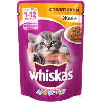Whiskas паучи в форме желе с телятиной для котят до 1 года