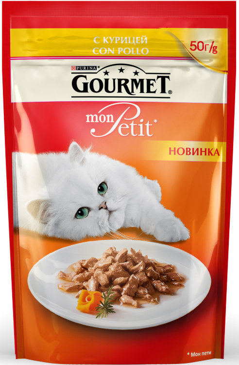 Gourmet Mon Petit Con Pollo паучи для кошек с курицей