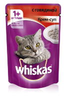 Whiskas влажный корм в форме крема-супа с говядиной и ягненком в сливочном соусе для взрослых кошек от 1 года