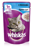 Whiskas влажный полнорационный сбалансированный корм в форме крема-супа с лососем в сливочном соусе для взрослых кошек от 1 года