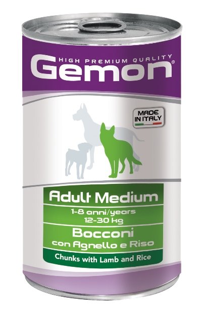 Gemon Dog Medium консервы для собак средних пород кусочки ягненка с рисом