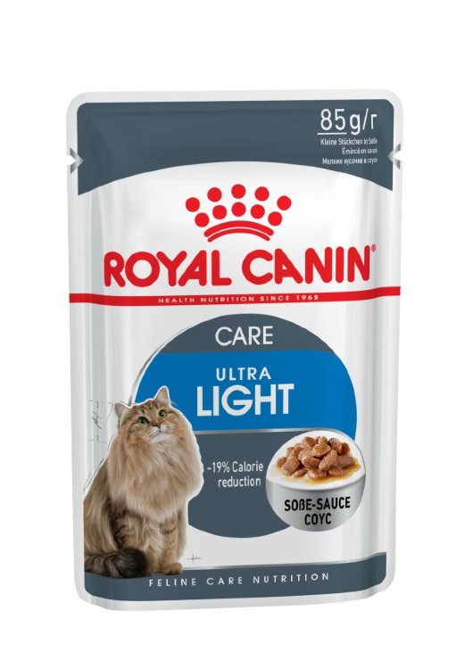Royal Canin Cat Ultra Light gravy полнорационный влажный корм в паучах с мясом в соусе для кошек старше 1 года, склонных к полноте 