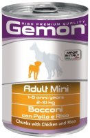 Консервы для собак GEMON dog mini с кусочками курицы и риса