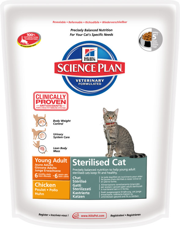 Hills Science Plan Sterilised Cat сухой корм для молодых кошек от 6 месяцев до 6 лет с курицей