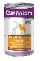 Gemon Dog Medium консервы для собак средних пород кусочки курицы с индейкой