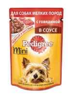 Pedigree Mini Beef паучи для взрослых собак миниатюрных пород с говядиной