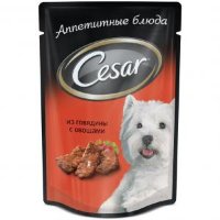 Cesar корм паучи из говядины с овощами для взрослых собак 