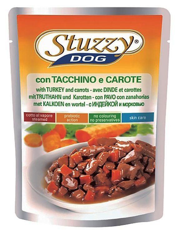 Консервы STUZZY DOG для собак в паучах с индейкой и морковью в соусе