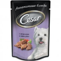 Cesar корм паучи из ягненка с овощами для взрослых собак