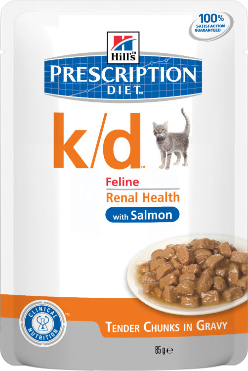 Hill's Prescription Diet k/d Kidney Care пауч для кошек диета для поддержания здоровья почек с лососем
