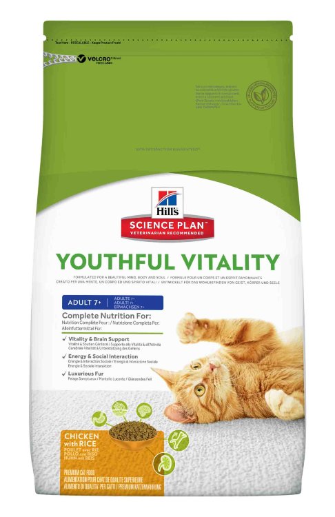 Hill's Science Plan Youthful Vitality корм для кошек старше 7 лет для борьбы с возрастными изменениями с курицей и рисом