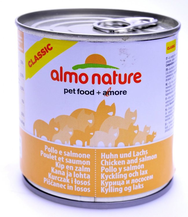 Almo Nature Classic Adult Cat Salmon&Chicken консервированный корм с лососем и курицей в бульоне для взрослых кошек