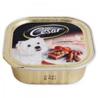 Cesar консервированный корм в форме нежного патэ с говядиной в овощном соусе для взрослых собак 