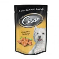 Cesar корм паучи из курицы с зелеными овощами для взрослых собак 