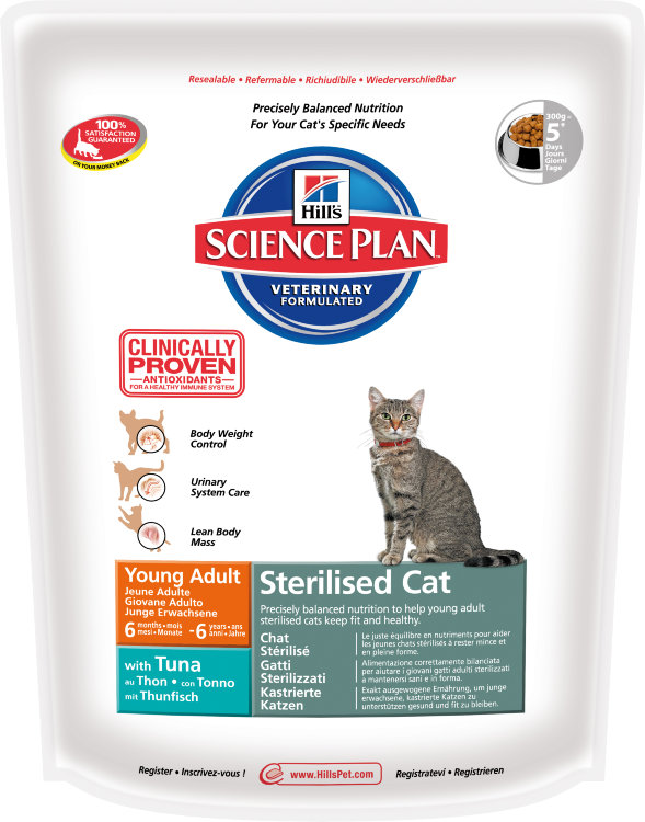 Hill's Science Plan Sterilised Cat корм для молодых кошек от 6 месяцев до 6 лет с тунцом