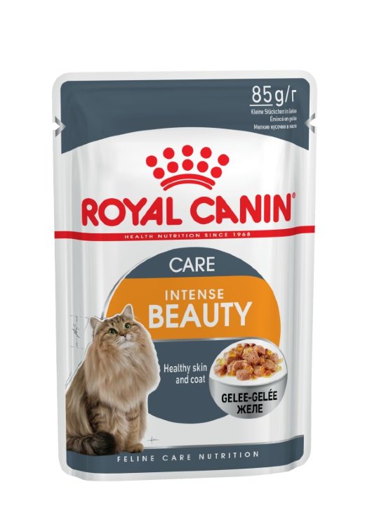 Royal Canin Intense Beauty влажный корм для красоты шерсти взрослых кошек старше 1 года с мясом и рыбой в желе