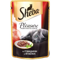  Sheba паучи в форме ломтиков говядины и ягненка в соусе для взрослых кошек